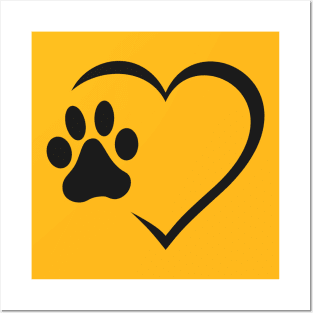 Heart with paw print Posters and Art